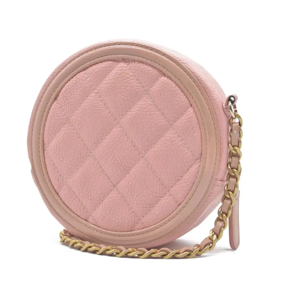 $2150 Chanel Caviar Filigree Quilted Round Crossbody 2019